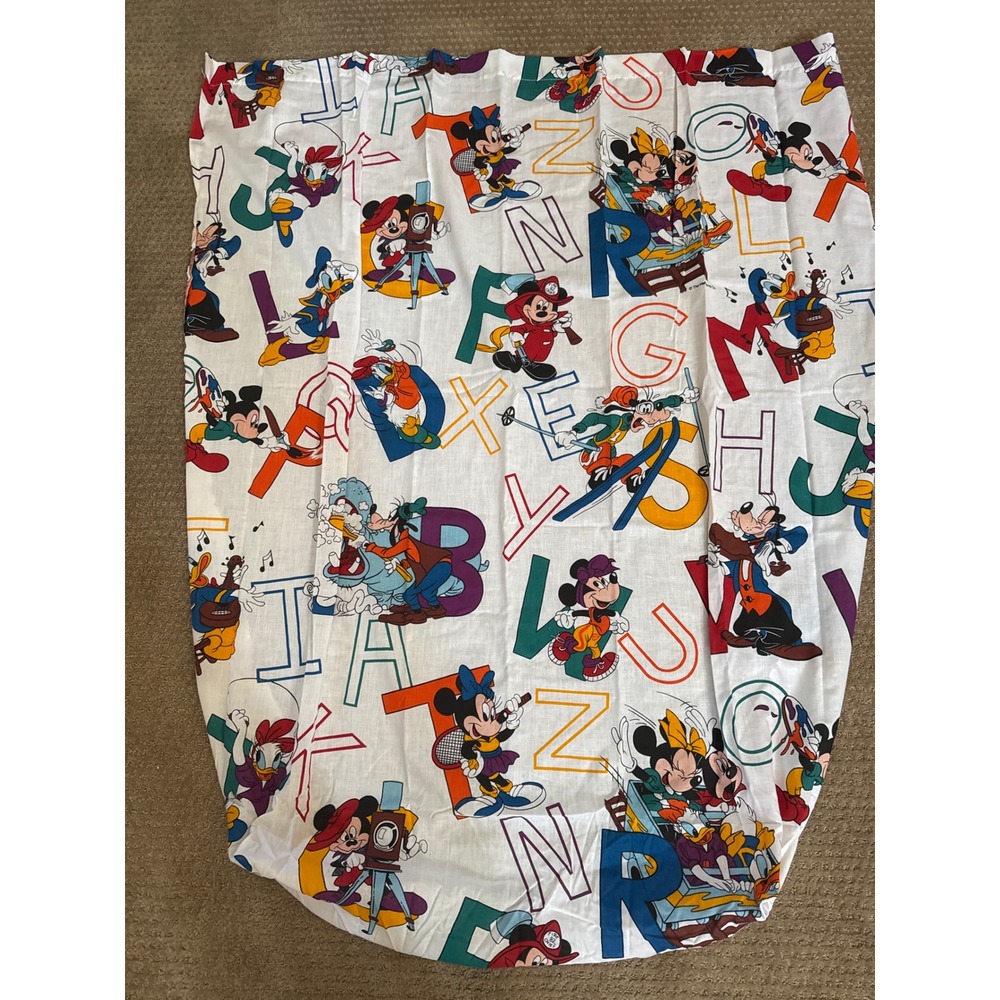 Vintage Disney Mickey Mouse Alphabet Crib Sheet Dundee Made in USA ABC Print